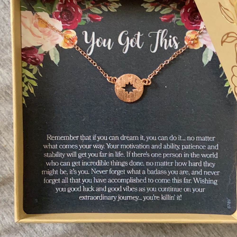 Rose Gold Compass Necklace - Picture 2 of 2